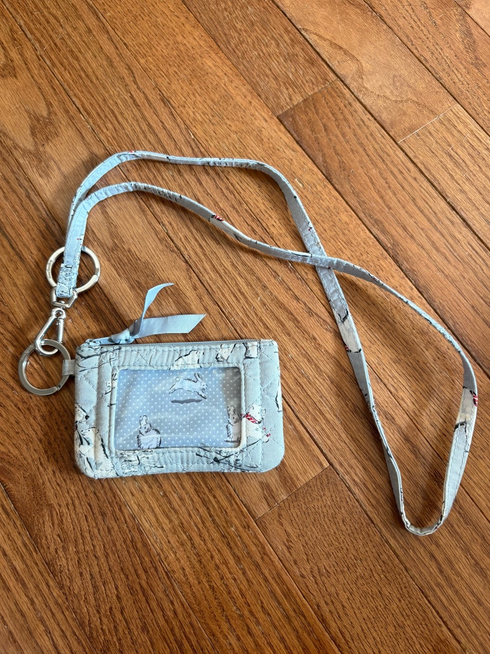 Vera Bradley Light Blue "Beary Merry" ID Card Holder Wallet w/ Lanyard - Picture 2 of 8